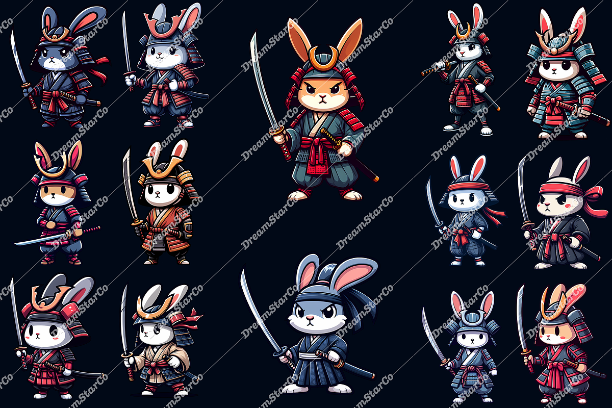 kawaii samurai rabbit, an Object Graphic by DreamerStarCo (Photo 4 of 5)