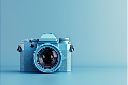 Vintage blue camera on plain, a Technology Photo by Ylivdesign