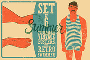 Vintage swimmer vector poster set., a Person Illustration by PoPaShop (Thumbnail 1 of 7)