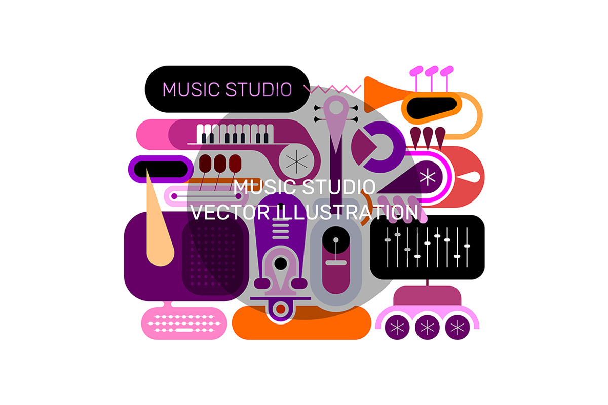 Music Studio Vector Illustration, an Illustration by danjazzia (Photo 1 of 3)