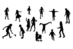 silhouettes of children