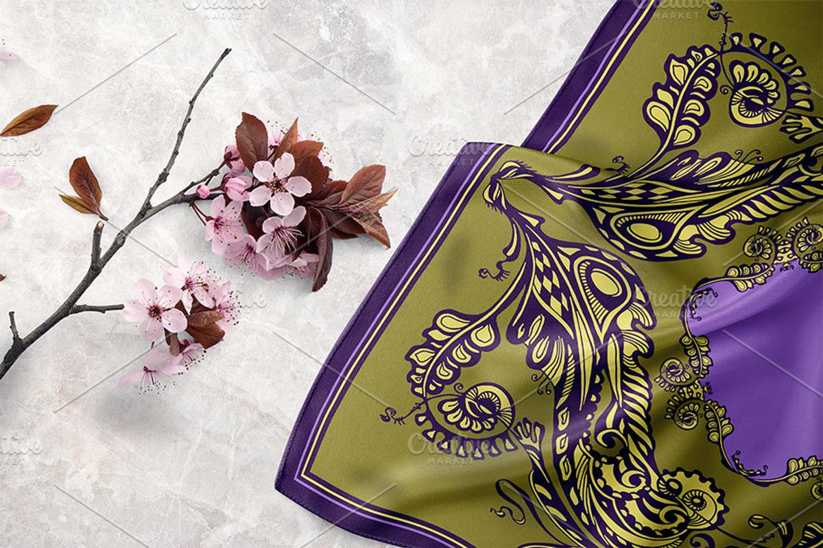 Plum Royale Silk Scarves Design, an Object Graphic by ilustrinna (Photo 6 of 12)