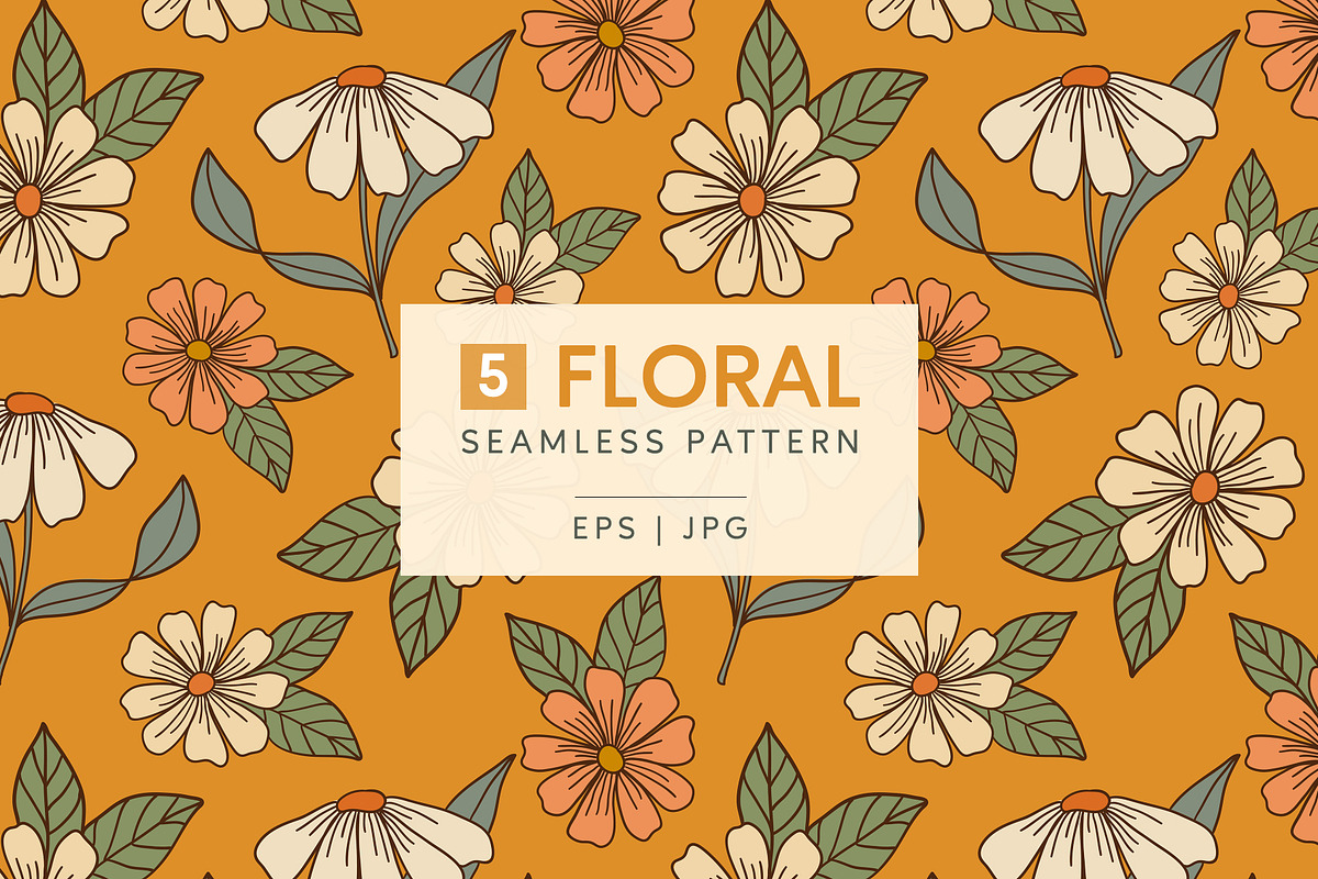 Retro floral patterns., a Pattern Graphic by hanifa_design (Photo 1 of 6)
