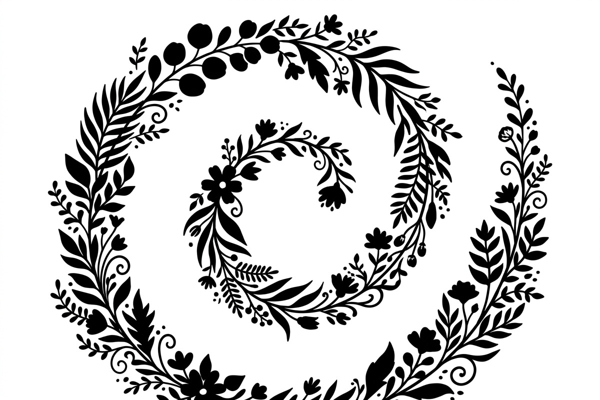 50 Elegant Floral Leaf Spiral Frame, a Decorative Illustration by Amazin_art (Photo 16 of 39)