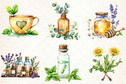 Watercolor Natural Remedies Clipart, an Illustration by Libby Wishes (Thumbnail 2 of 7)