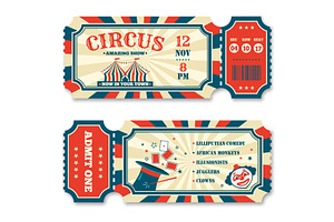 Vintage Circus Ticket Template, Old