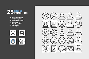 Profile Avatar Icon Set, an Outline Icon by erifqizeicon