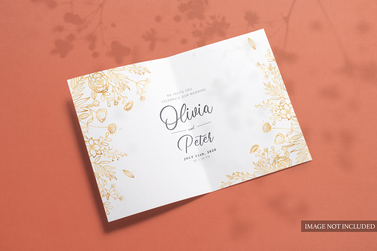 Bi-fold opened Greeting Cards Mockup, a Print Template by CleanLines