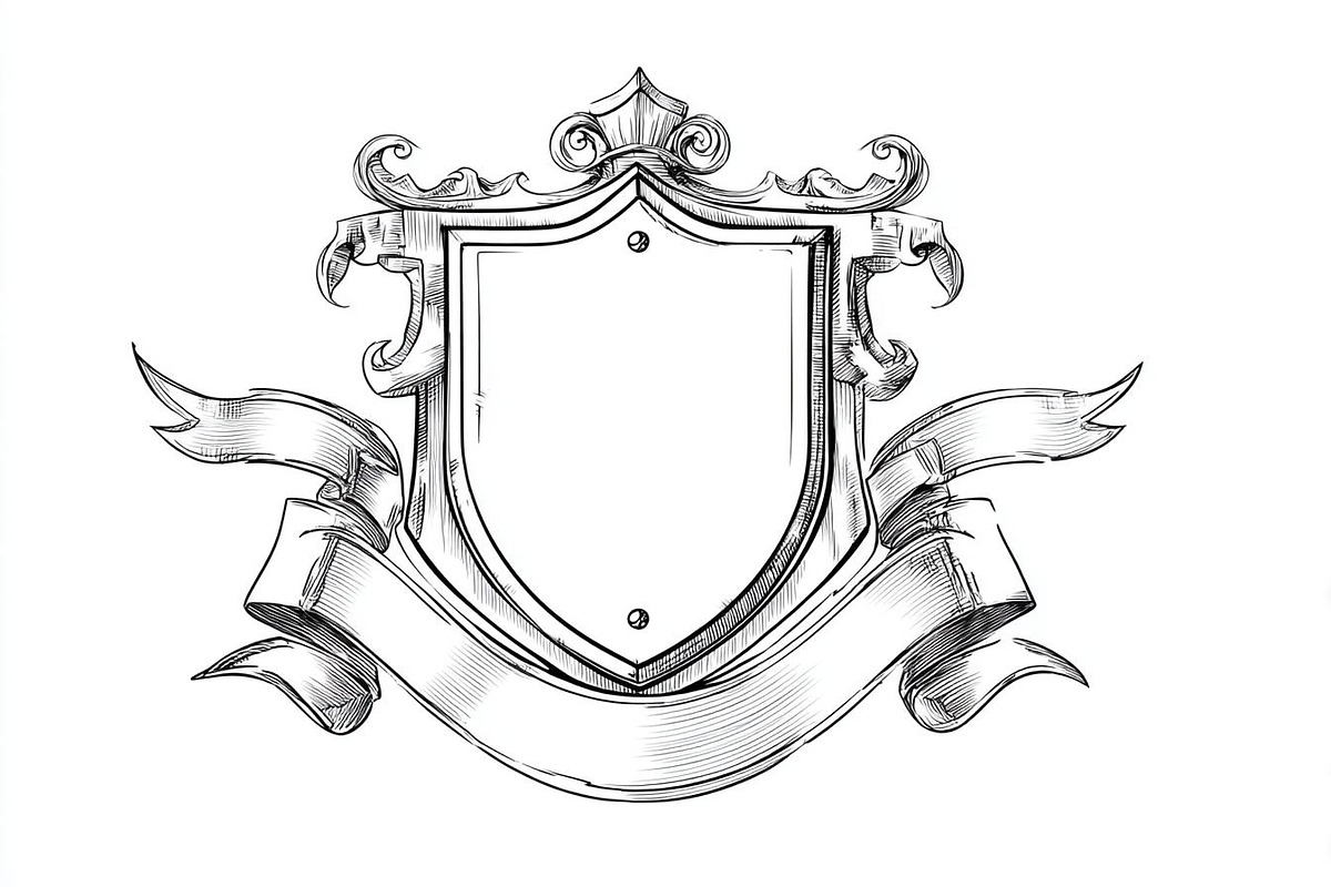 Hand-Drawn Heraldic Shield and Ribbo, an Object Graphic by BIPLOB EXPERT (Photo 5 of 8)