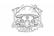 Whimsical Mushroom House Line Art bu, an Illustration by Designs_River (Thumbnail 37 of 51)