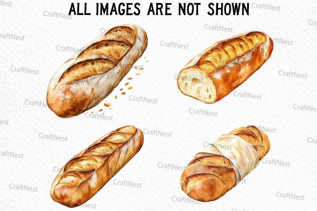 Baguette Watercolor Clipart, an Illustration by Craft Nest (Photo 5 of 6)