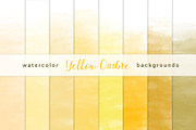 Yellow Ombre Watercolor Backgrounds, a Texture Graphic by KitsPix (Thumbnail 1 of 4)