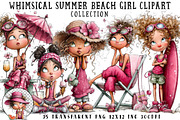 Whimsical Summer Beach Girl Clipart, an Illustration by OK Design (Thumbnail 1 of 6)