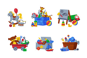 Different Colorful Kids Toy from, an Object Illustration by TopVectors