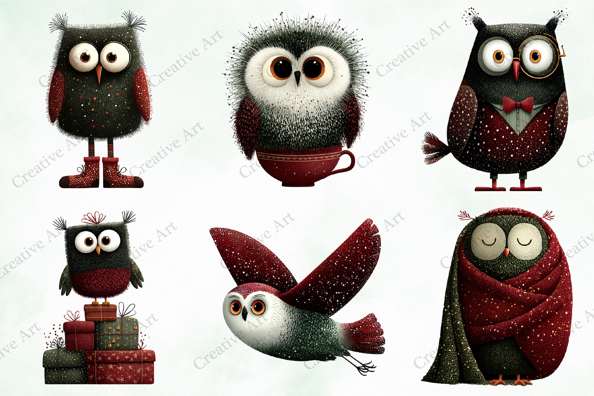 Whimsical & Quirky Owl Clipart, an Illustration by Creative Art (Photo 4 of 10)