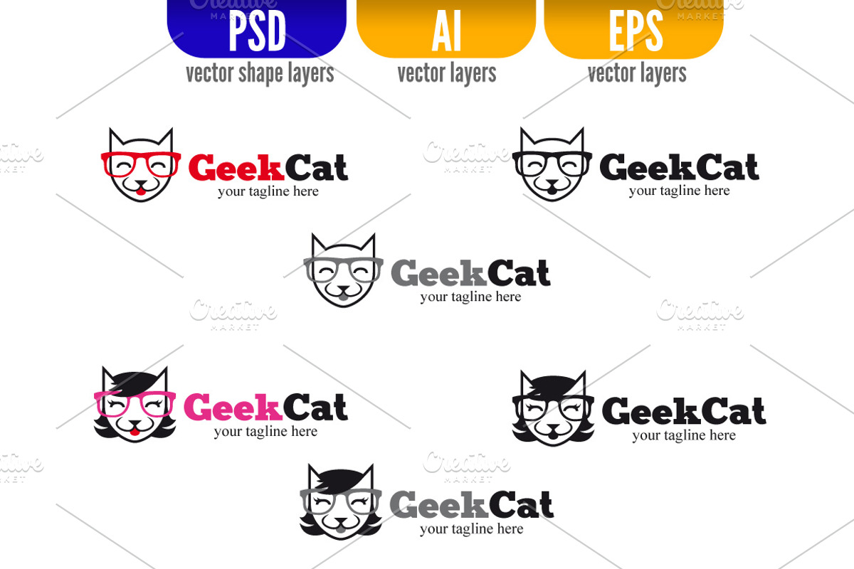 Geek Cat - Male & Female, a Branding & Logo Template by doghead (Photo 3 of 3)