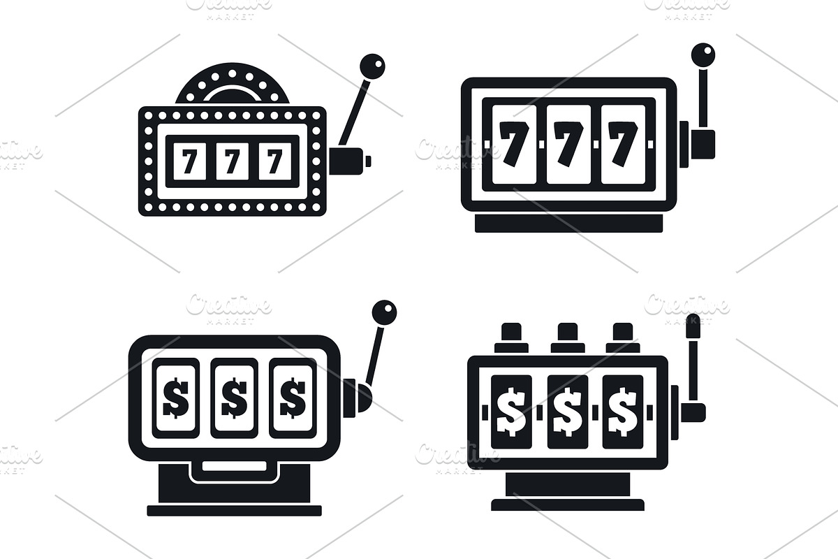 Casino slot machine icons set, an Object Illustration by Ylivdesign