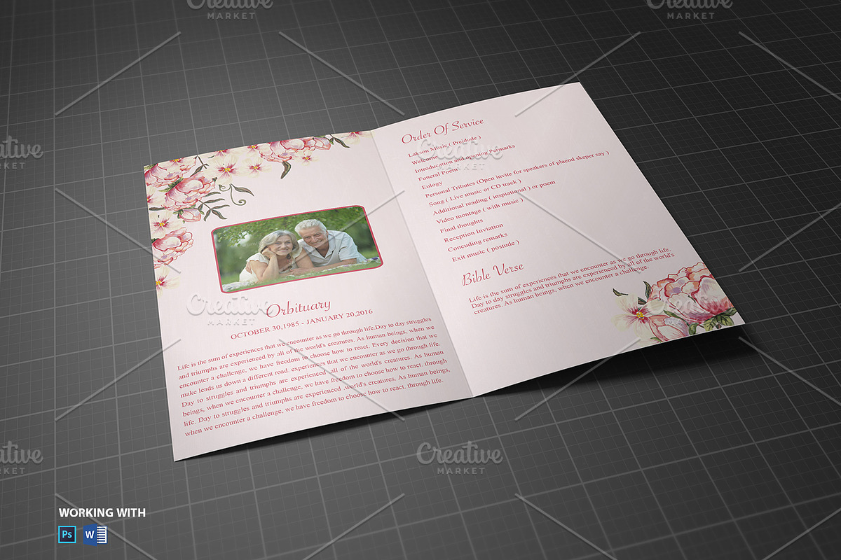 Funeral Program Template Flower, a Brochure Template by Madhabi Studio (Photo 4 of 5)