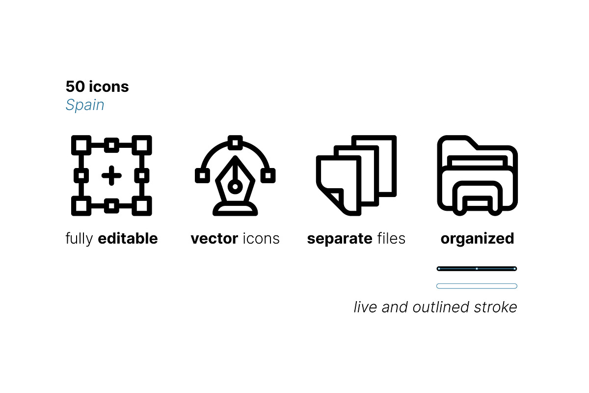 50 Spain Icons, an Outline Icon by Side Project (Photo 4 of 8)