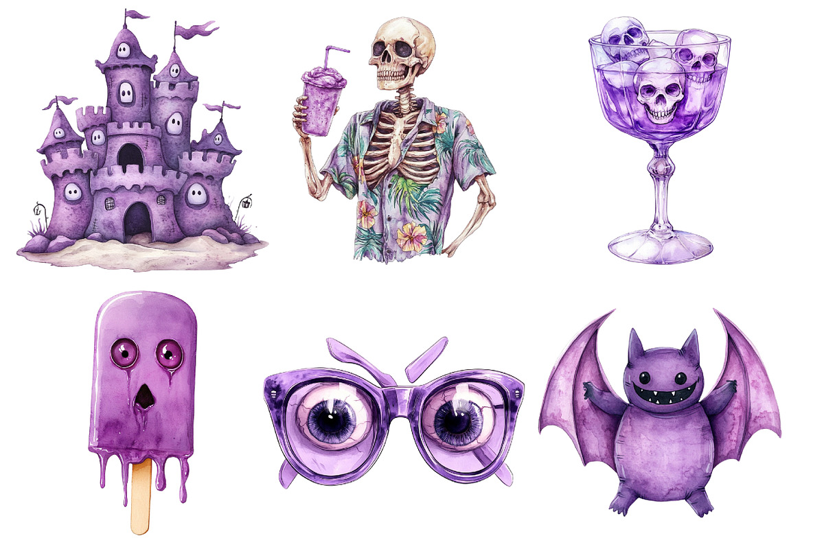 Watercolor Spooky Summer PNG, an Illustration by SinaCreation (Photo 3 of 5)
