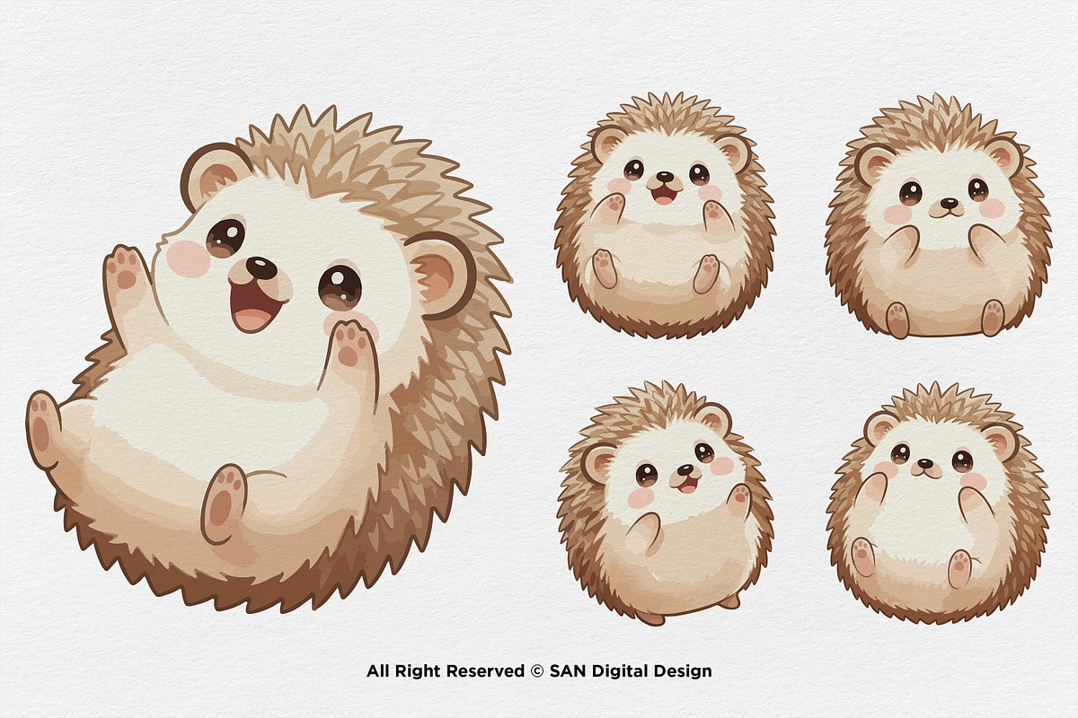 15 Bundle Watercolor Baby Hedgehog, an Animal Illustration by Morspective (Photo 7 of 8)