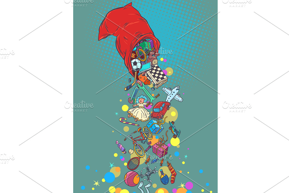 Pop Art Retro Presents fall out of, an Object Illustration by studiostoks