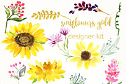 -50% Sunflowers watercolor flowers, a Texture Illustration by LABFcreations (Thumbnail 10 of 11)