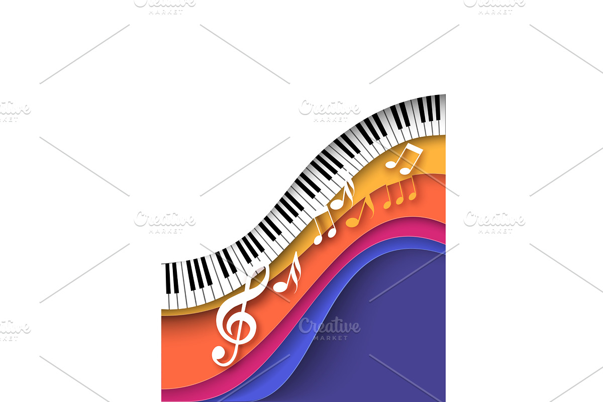 Piano keyboard and note music, an Illustration by SiberianArt