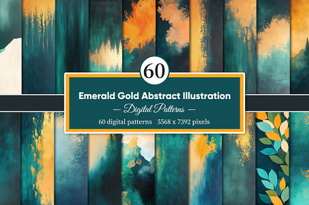 Emerald Gold Abstract Illustration, a Decorative Illustration by ArtEpoch Patterns