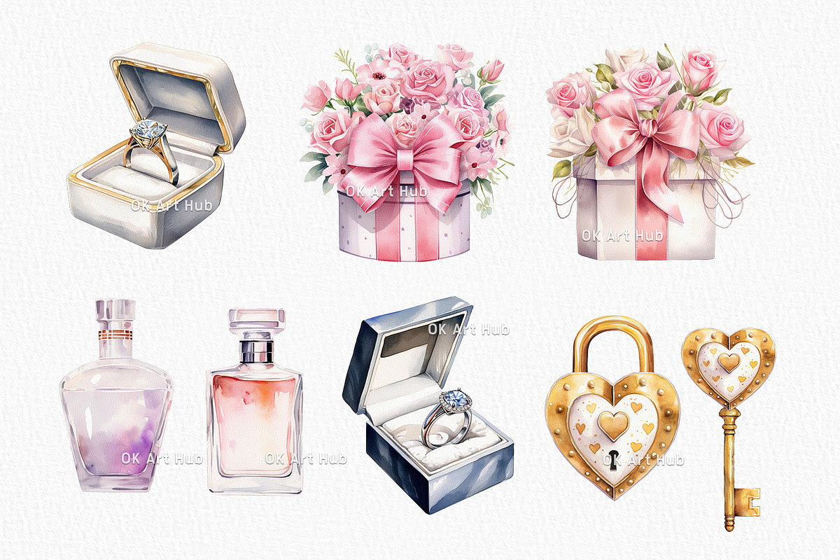Boho Watercolor Wedding Clipart, a Decorative Illustration by OKArtHub (Photo 4 of 12)