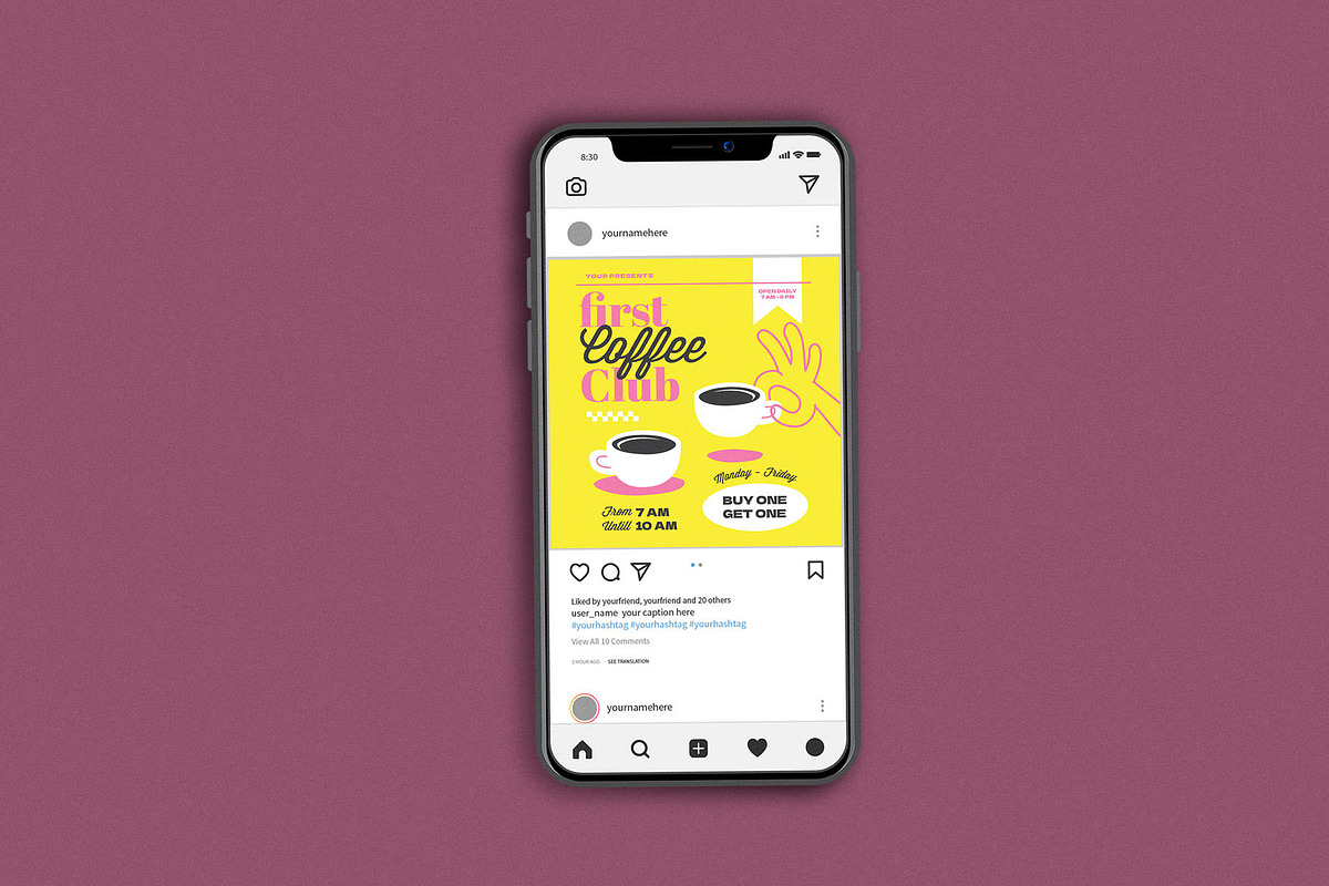 First Coffee Club Yellow, a Flyer Template by Me55enjah Design (Photo 3 of 4)