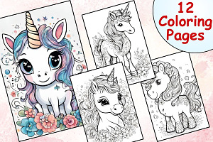 Cute Baby Unicorn Coloring Pages