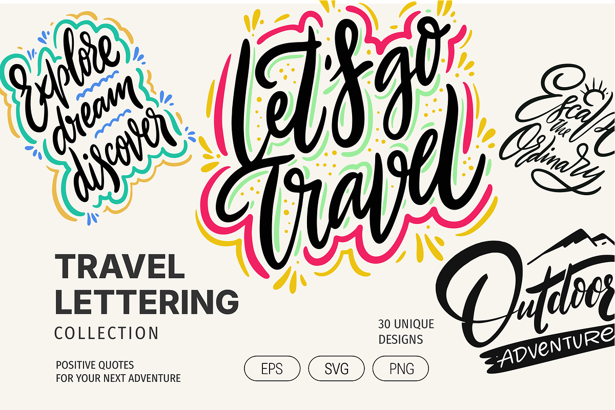 Travel Lettering & Adventure Quotes, a Decorative Illustration by Oktyabr (Photo 1 of 4)