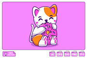 Cute Cat Eating Big Doughnut Cartoon, an Animal Illustration by Artstorystudio (Thumbnail 1 of 3)