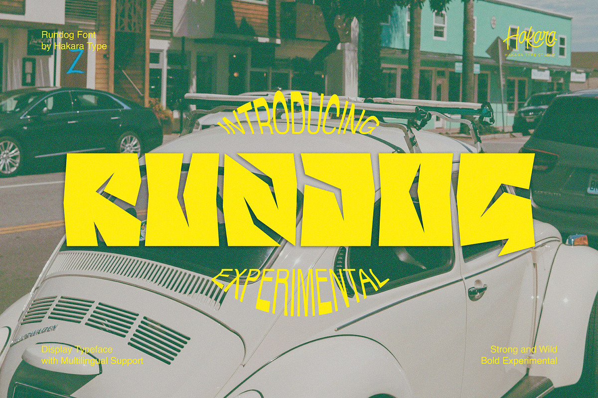 Rundog - Experimental Display, a Sans Serif Font by Hakara Type (Photo 1 of 10)