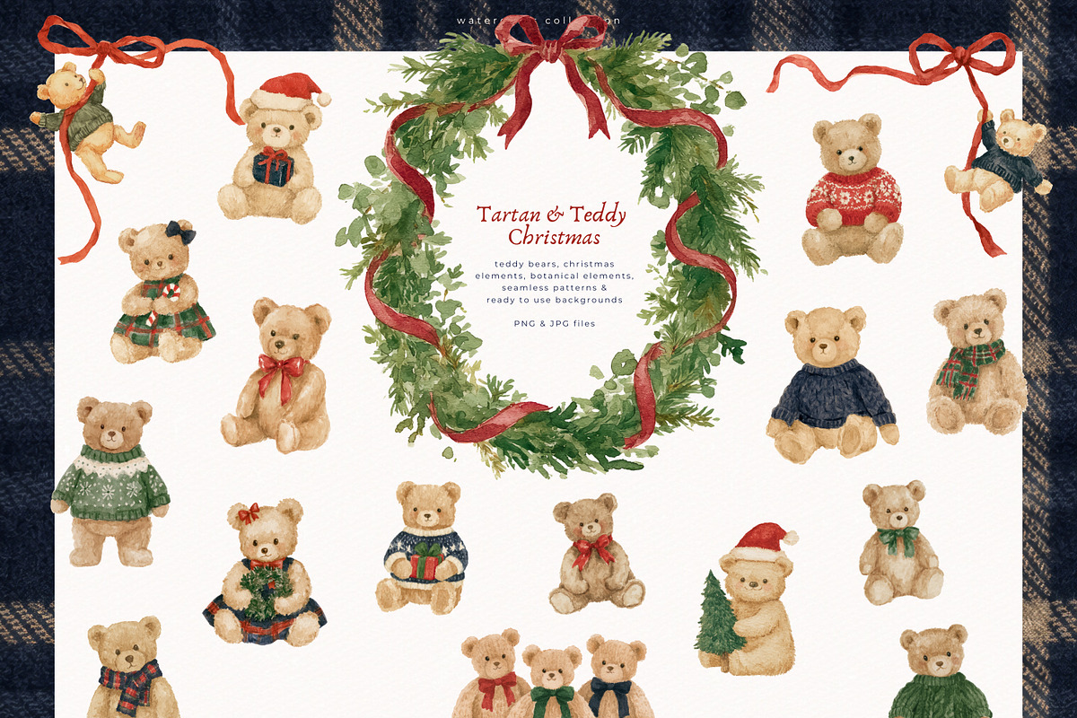 Tartan & Teddy Christmas, a Seasonal Illustration by PeDe Designs (Photo 3 of 7)