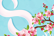 SET / 3 / Sakura Blossom for 8 March, a Decorative Illustration by Nadin_Lebedeva (Thumbnail 3 of 6)