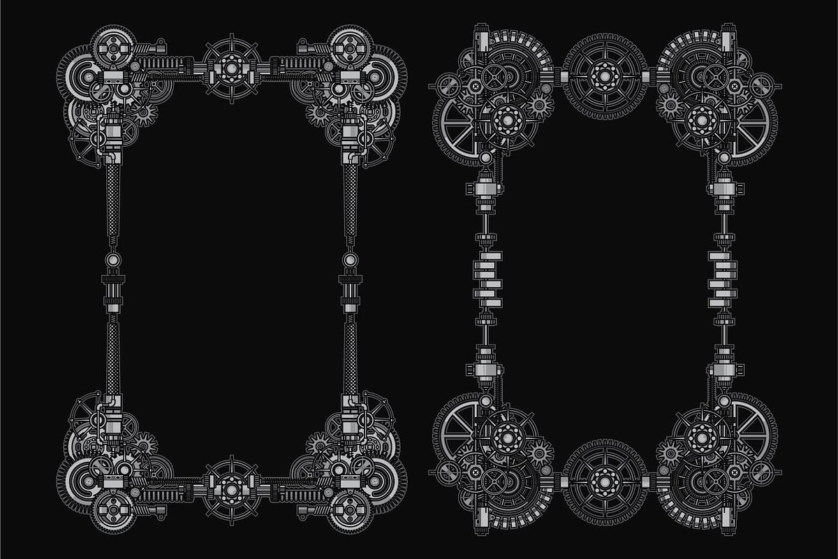 12 Premium Steampunk Poster Borders, a Background Graphic by the-sastra (Photo 6 of 7)