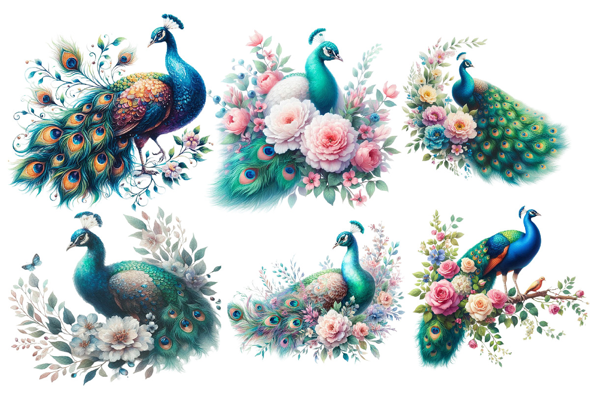 Peacock bird Clipart, an Illustration by Designworld (Photo 3 of 4)