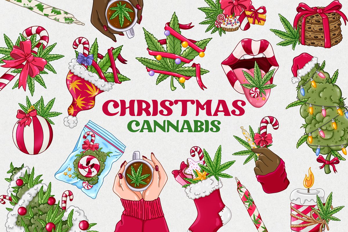 Christmas Cannabis collection, a Seasonal Illustration by SecondOfJuly (Photo 1 of 5)