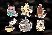 22 Hand Drawn Cats & Coffee Stickers, a Food Illustration by Kristina Chistiakova (Thumbnail 6 of 7)