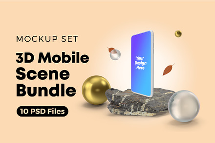 3D Mobile & Tab Scene PSD Mockup Set
