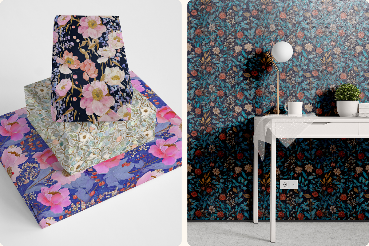 Mosaic Floral Seamless Patterns, a Pattern Graphic by Ninterints (Photo 13 of 21)