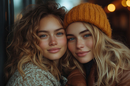 Friends enjoying a cozy moment toget, a Photo by Tanuart