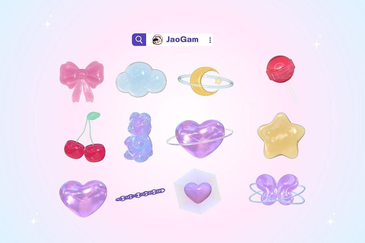 Y2K Cute Glass Collection, an Object 3D Model by JaoGam (Photo 2 of 2)