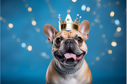 French bulldog wearing crown and, an Animal Photo by Ylivdesign