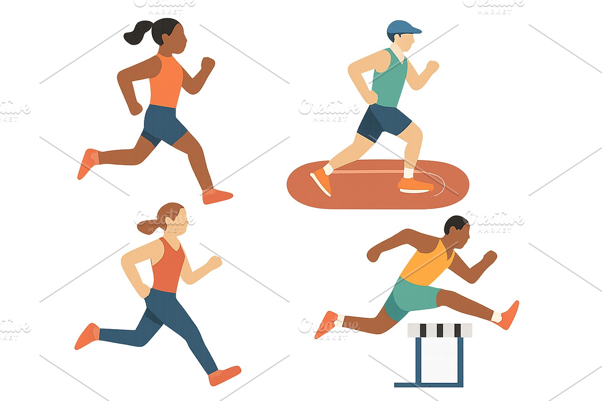 Diverse runners engaging in various, a Sport Illustration by ZinetroN