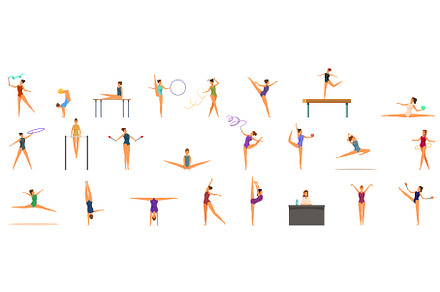 Artistic gymnast performance icons, a Sport Illustration by Ylivdesign