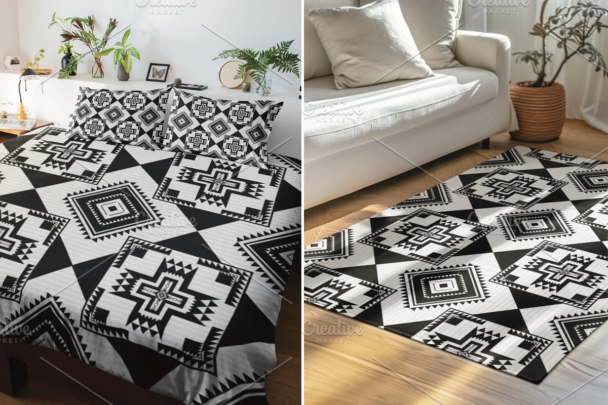 Black White Native American Pattern, a Pattern Graphic by PPEthnicDecorPattern (Photo 3 of 10)