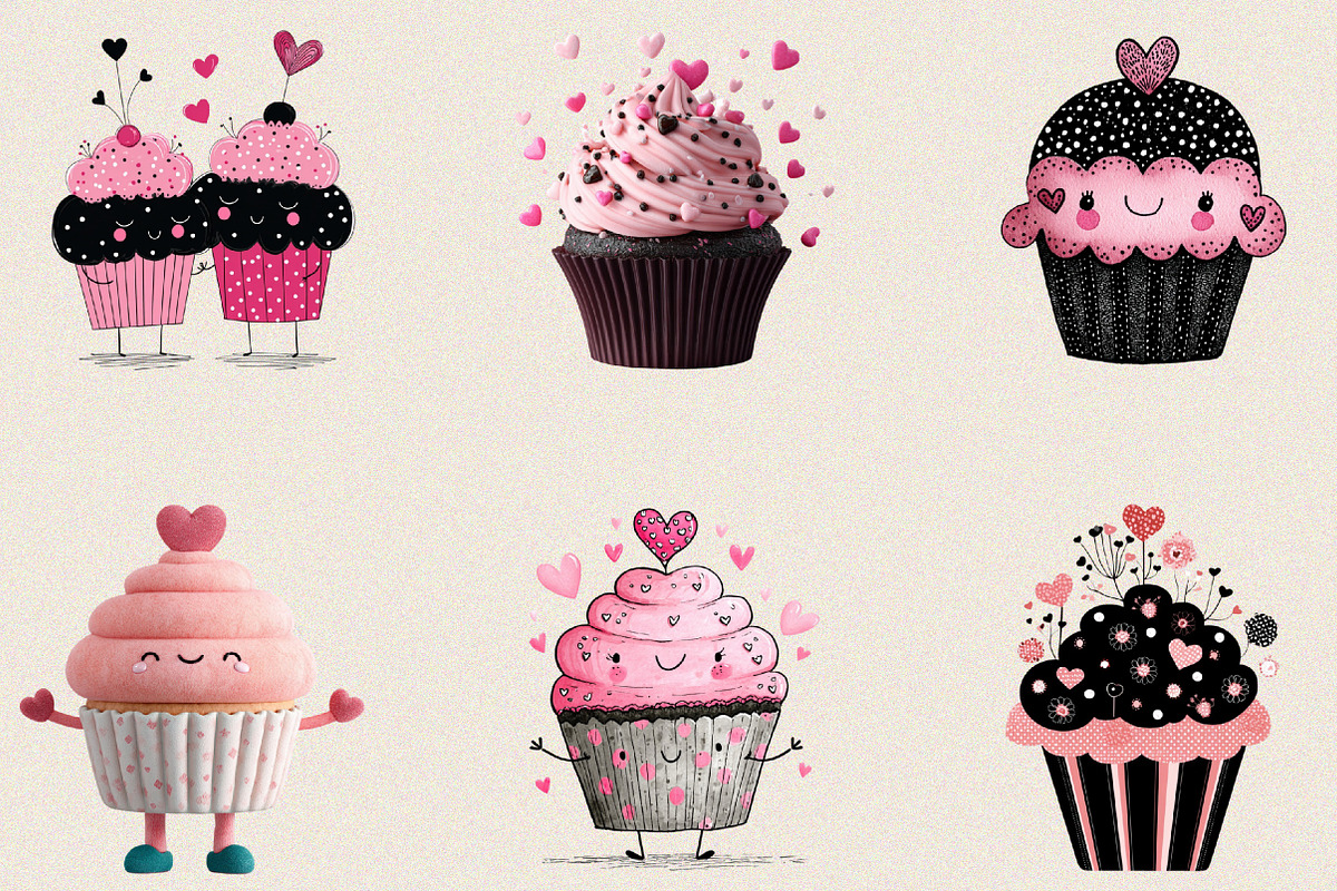 Funny Valentine’s Day Cupcake Clipar, an Illustration by SVGArt (Photo 2 of 8)